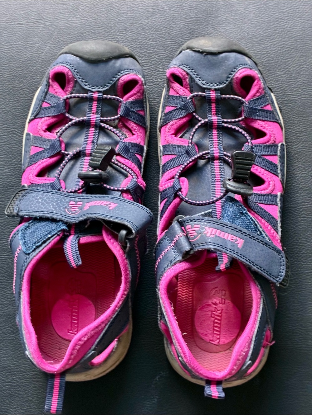 Kamik Navy and Pink Kids Closed-Toe Sport Sandals